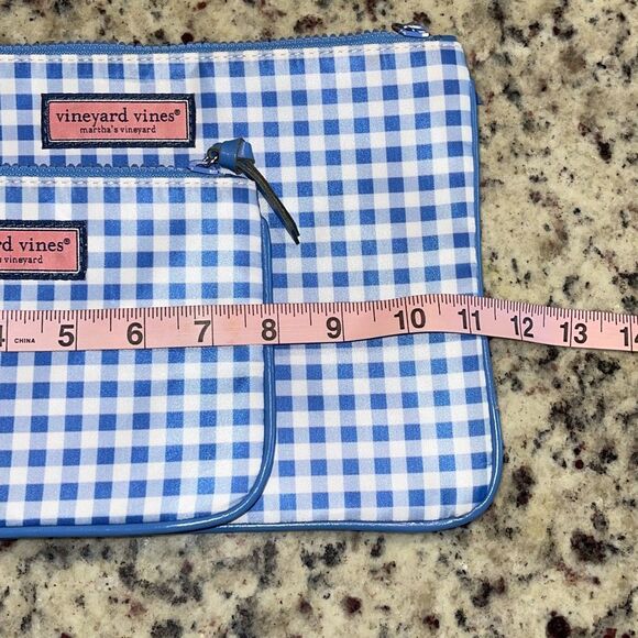 Vineyard Vines Set of 2 Womens‎ Gingham Square Pouch Handbags Blue White - Picture 6 of 7